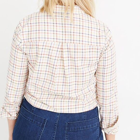 NWT Madewell Front Tie Shirt with Rainbow Plaid🌈 - Picture 3 of 4
